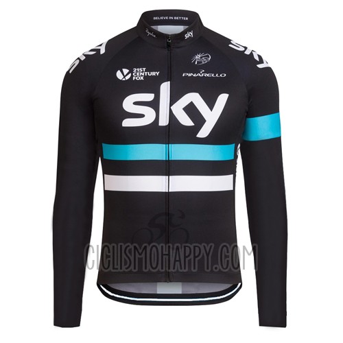 Sky Cycling Jersey Bib Tight 2016 Long Sleeve Black